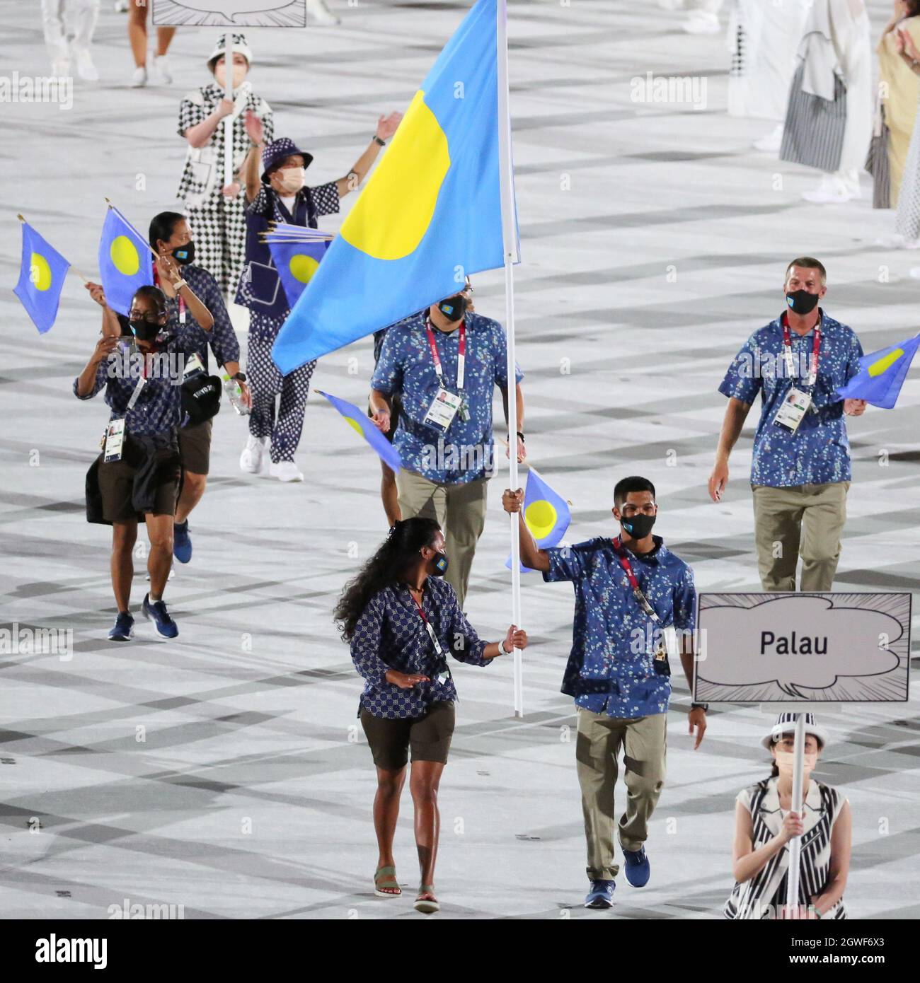 JULY 23rd, 2021 - TOKYO, JAPAN: Palau's flag bearers Osisang Chilton