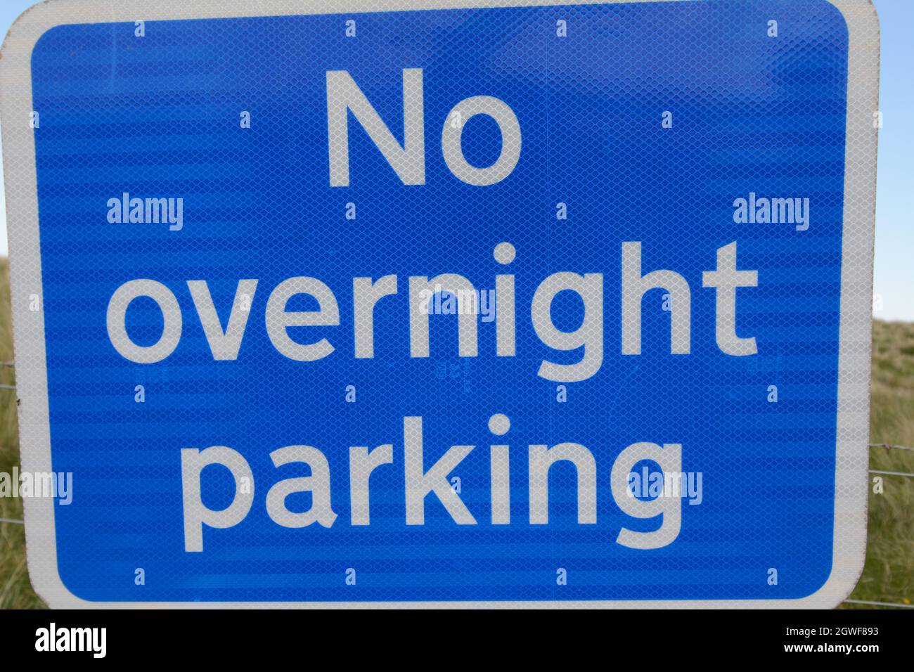No overnight Parking sign Northumberland Stock Photo Alamy