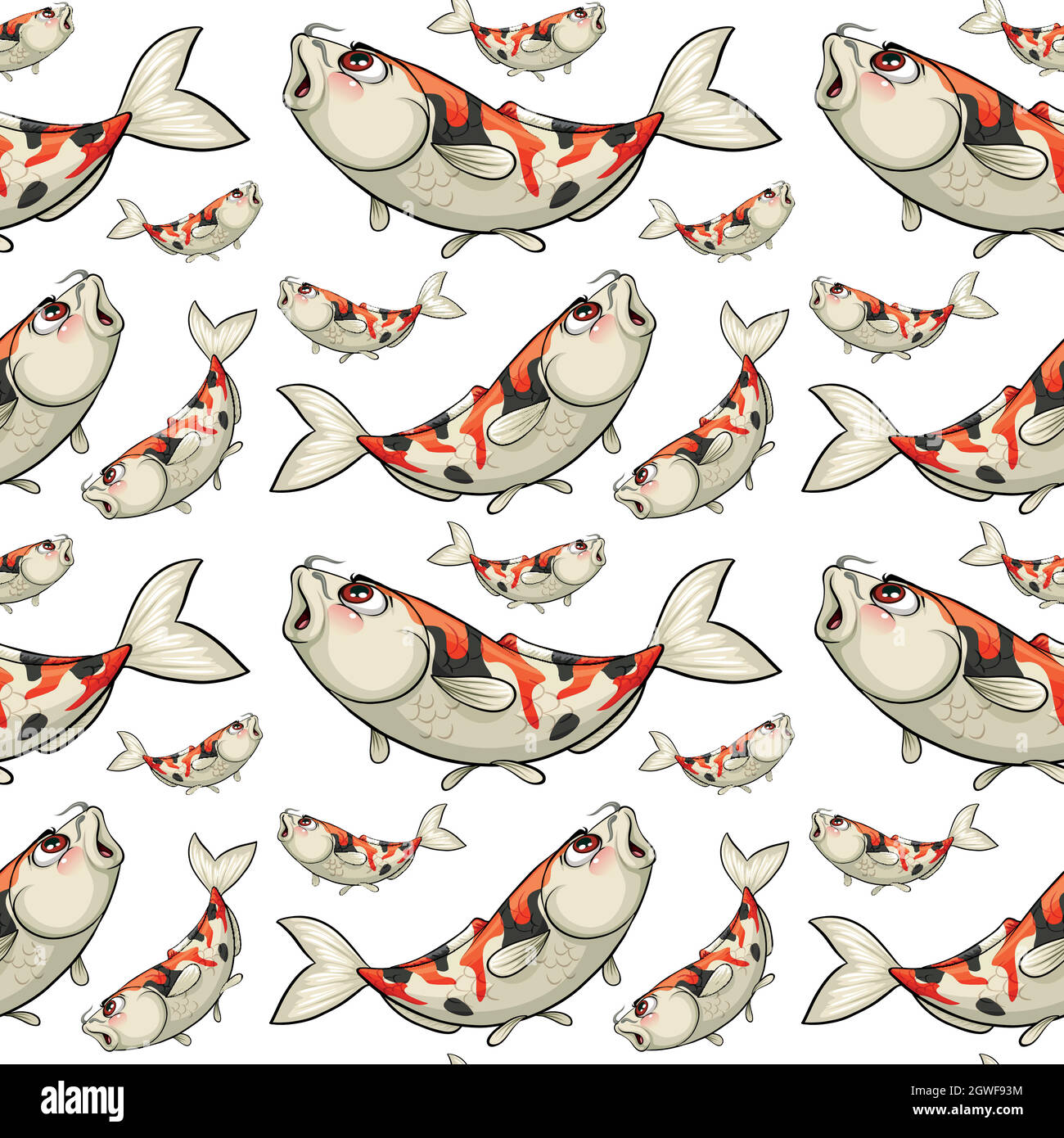 Seamless background with koi fish Stock Vector