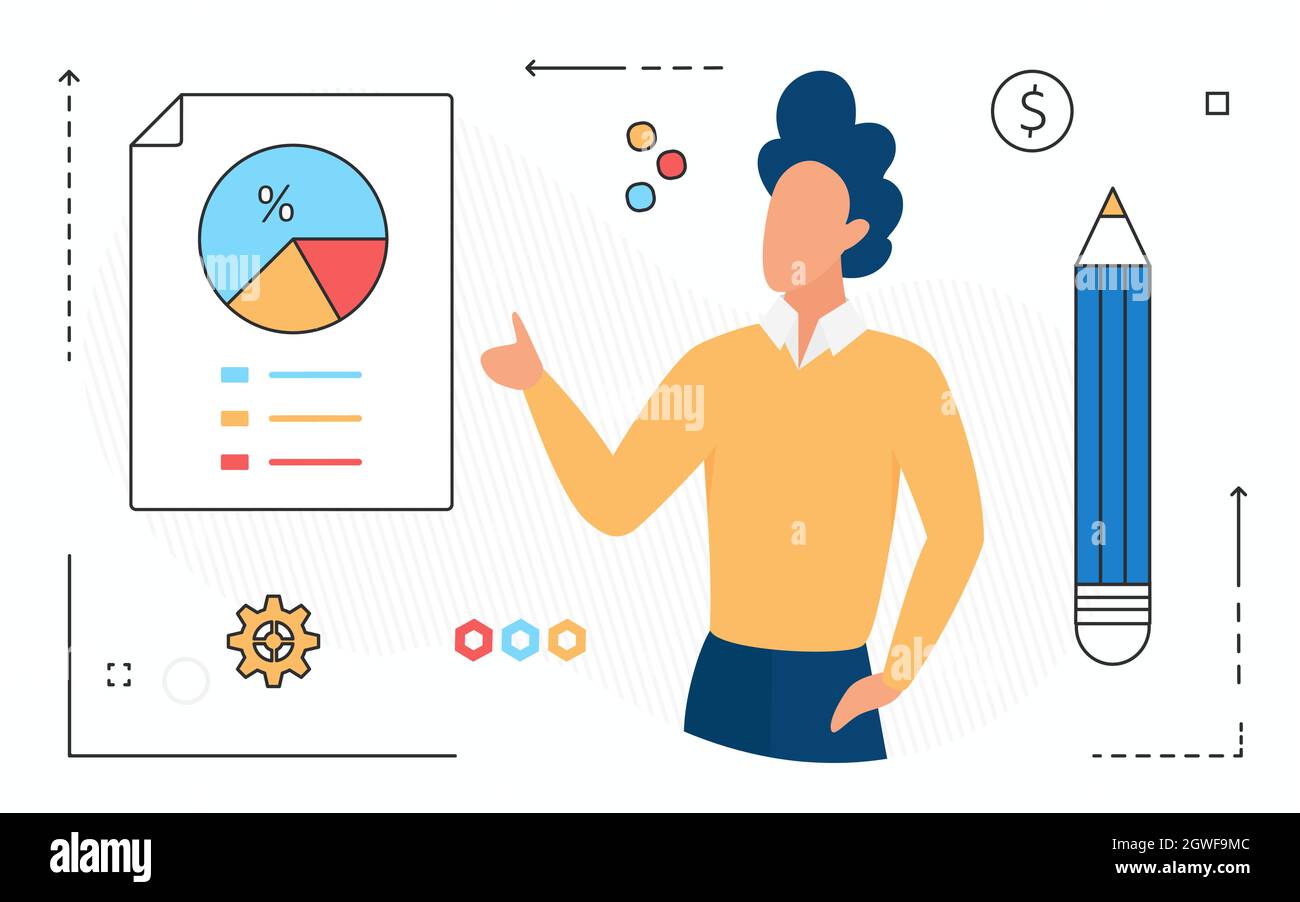 Business kpi analysis digital technology vector illustration. Cartoon ...