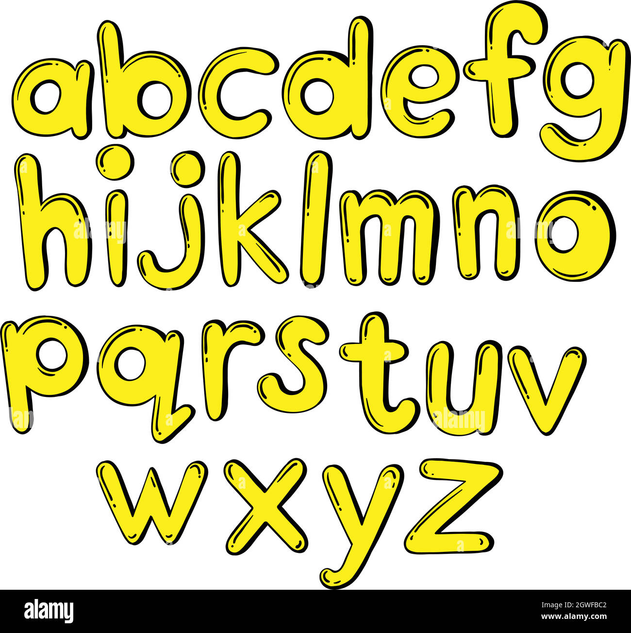 Letters of the alphabet in yellow colors Stock Vector