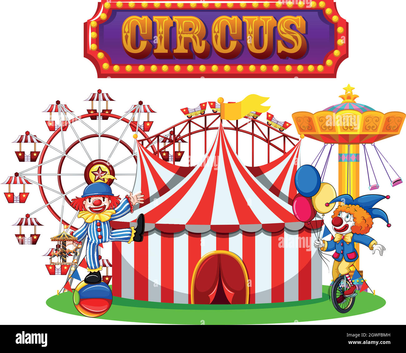 Circus and Clown Performance Stock Vector