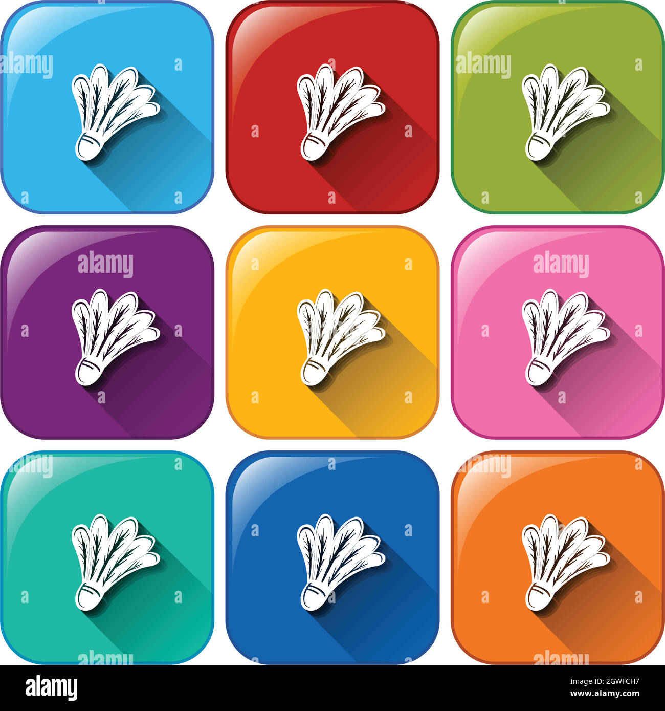 Buttons with shuttlecocks Stock Vector