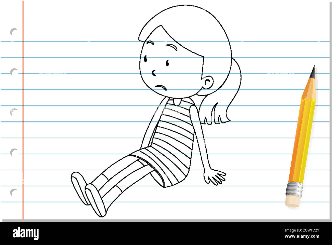 Hand writing of sad girl outline Stock Vector Image & Art Alamy