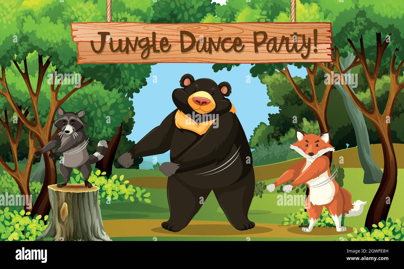 Jungle dance park scene Stock Vector