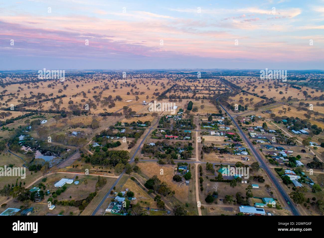 Aerial View Of Rural Area In Australia At Dusk Stock Photo Alamy