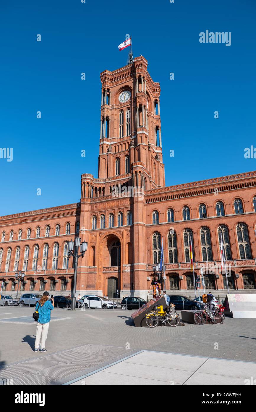 Rotes Rathaus Red City Hall, the town hall of Berlin in Germany, Neo ...