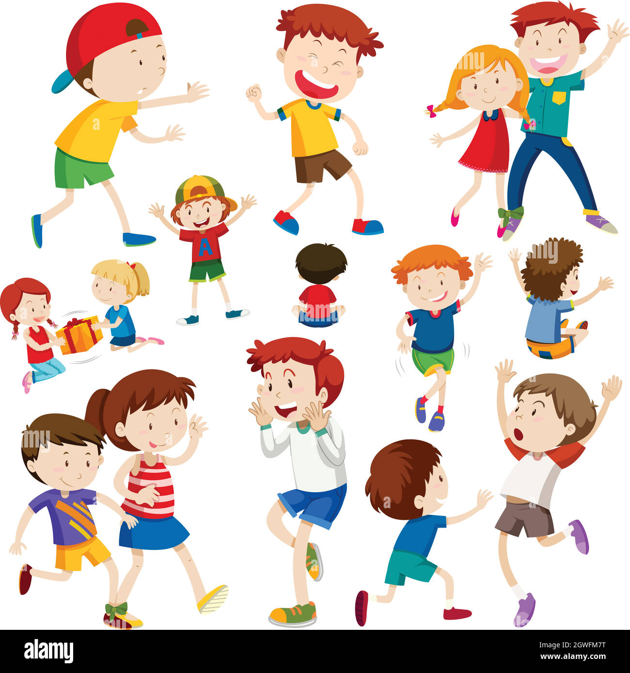 Set of happy children Stock Vector Image & Art - Alamy