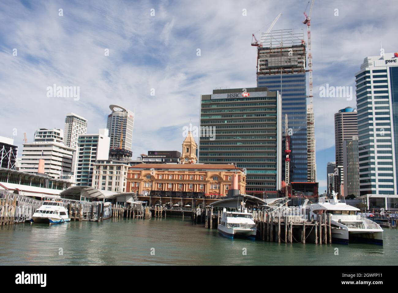 Downtown Auckland and Jetty, New Zealand Stock Photo