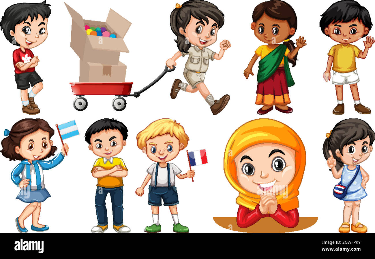 Set of children from different countries Stock Vector Image & Art - Alamy