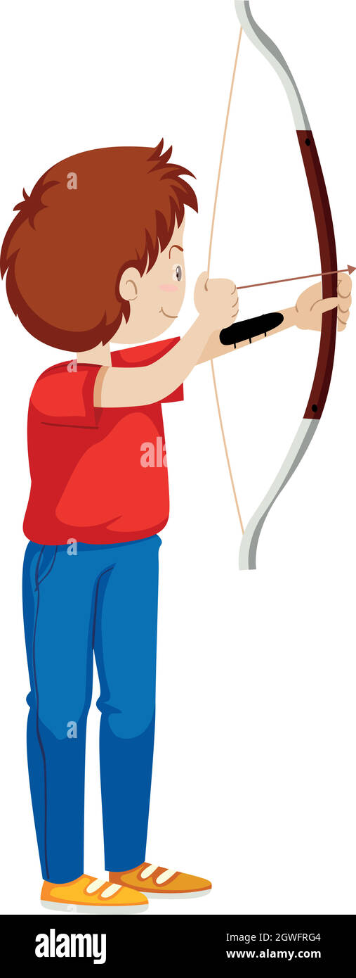 Man shooting with bow and arrow Stock Vector