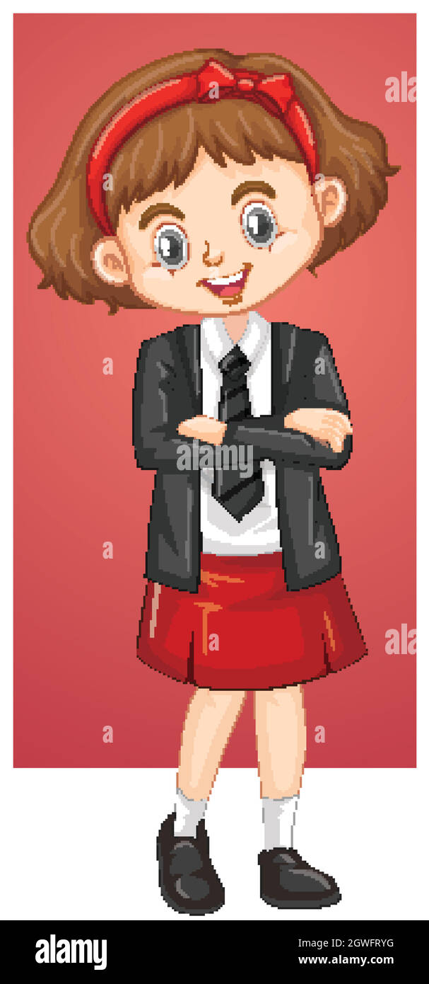 Happy girl in school uniform Stock Vector Image & Art - Alamy