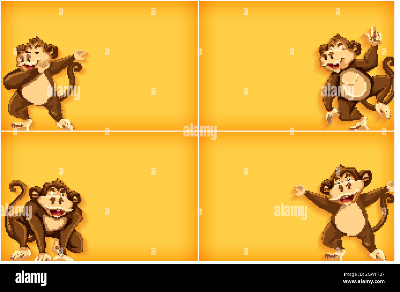 Background template with plain color and monkey Stock Vector