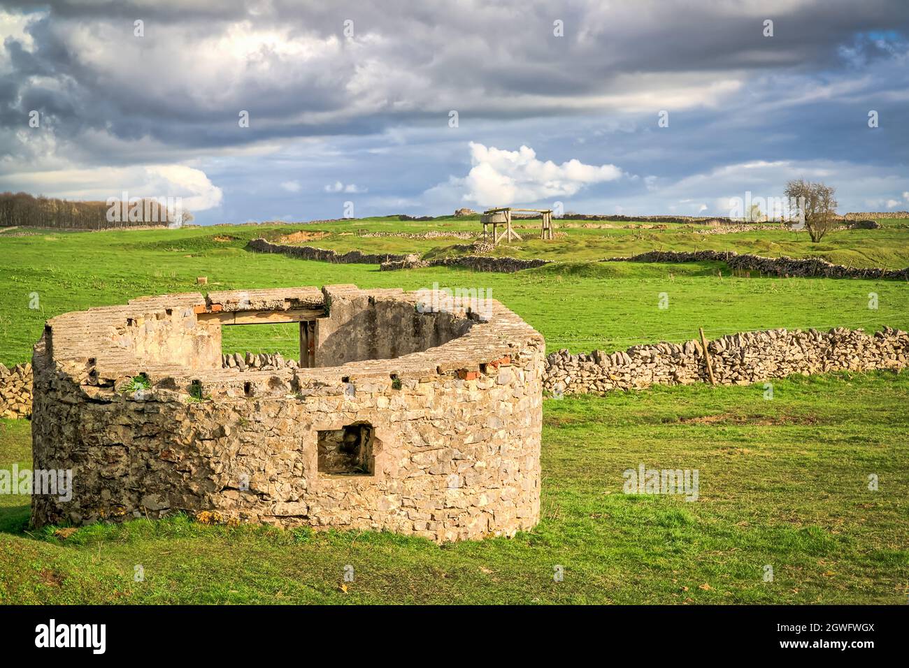 The circular powder house for gunpowder at Magpie Mine, Sheldon, a