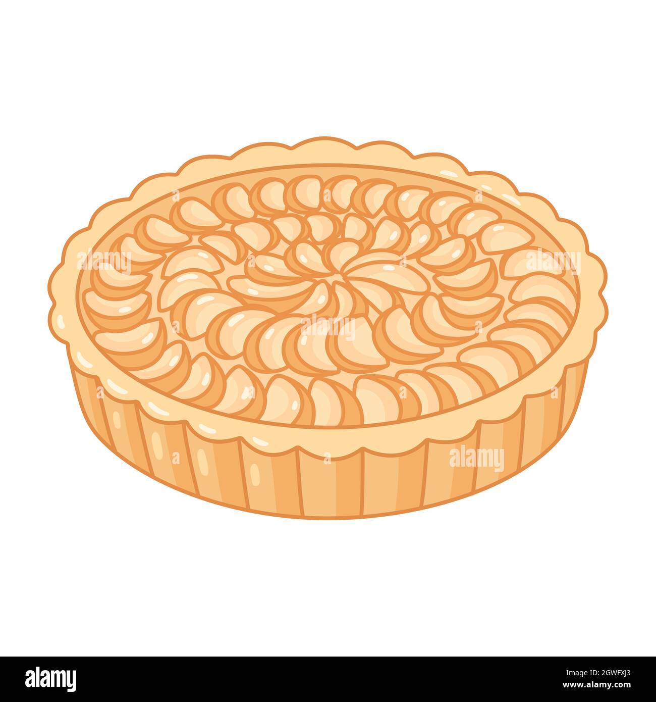 Cartoon open face apple pie drawing. Simple hand drawn sweet tart with pie  slices arranged on top. Isolated vector clip art illustration Stock Vector  Image & Art - Alamy