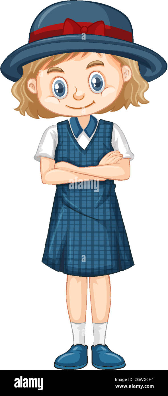 One happy girl in blue uniform Stock Vector Image & Art - Alamy