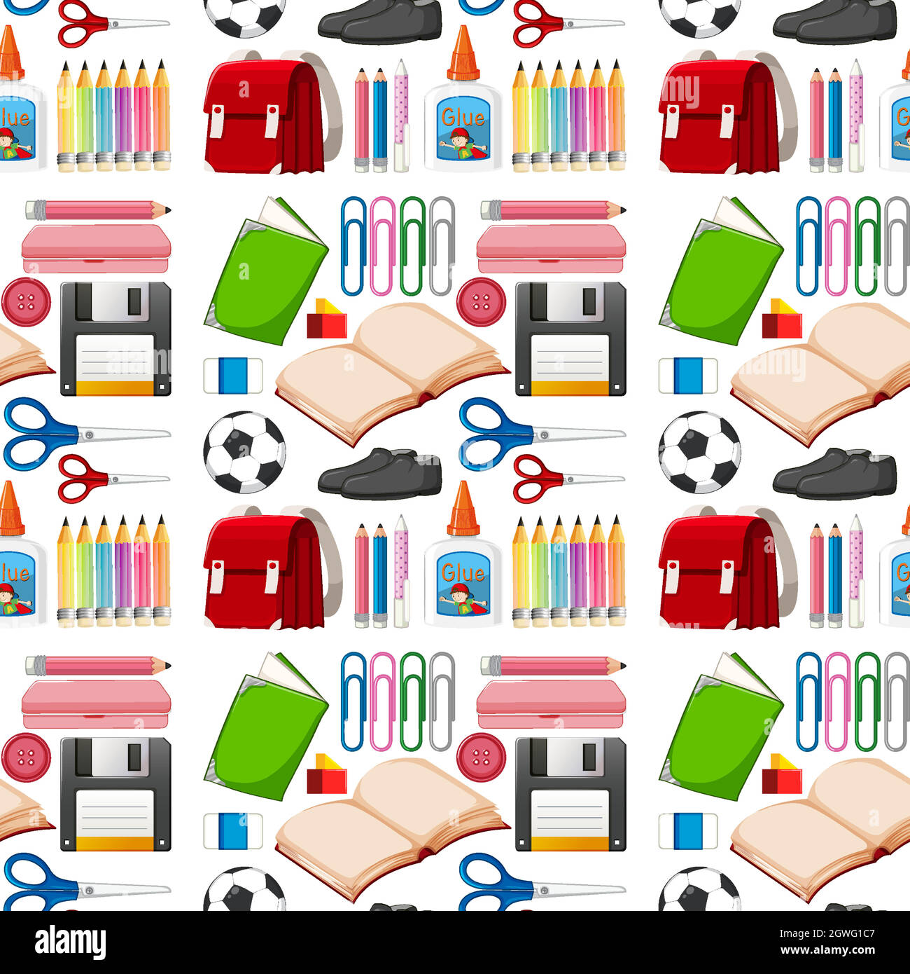 Set of stationary tools and school seamless Stock Vector Image & Art