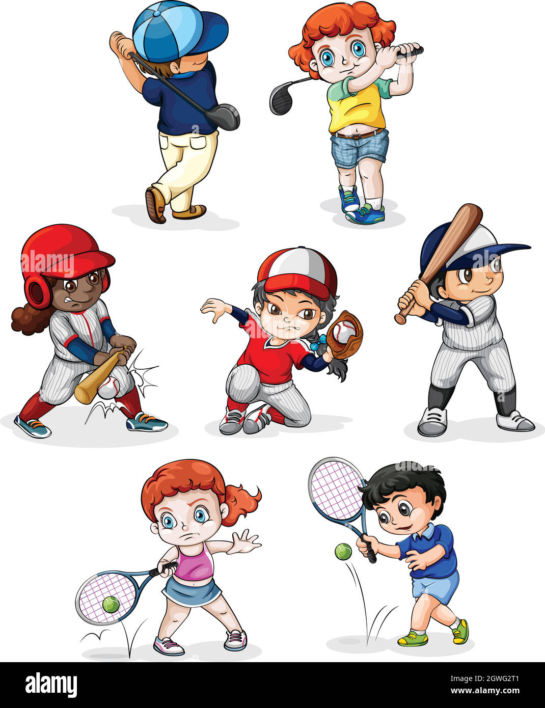 A group of people engaging in different sports Stock Vector