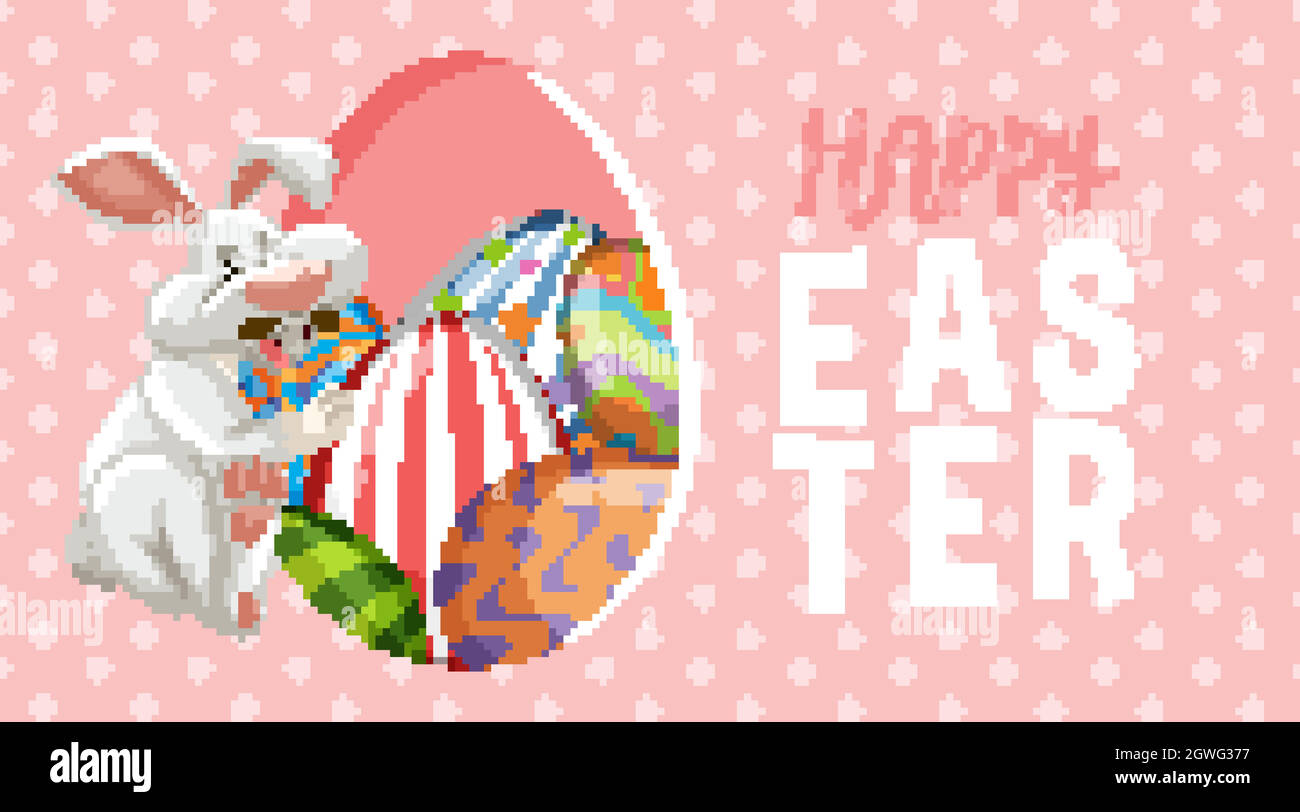 Poster design for easter with bunny and decorated eggs Stock Vector ...