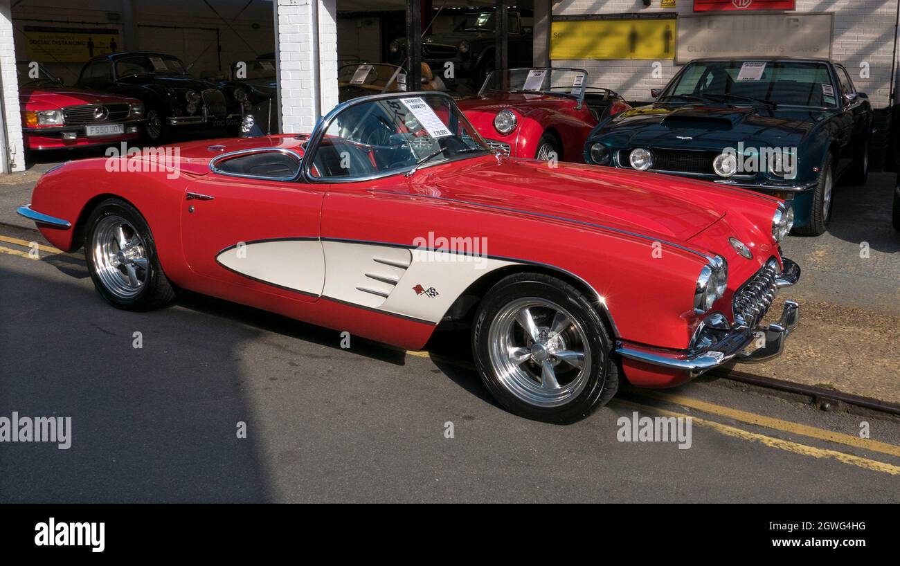 Red Corvette car Stock Photo