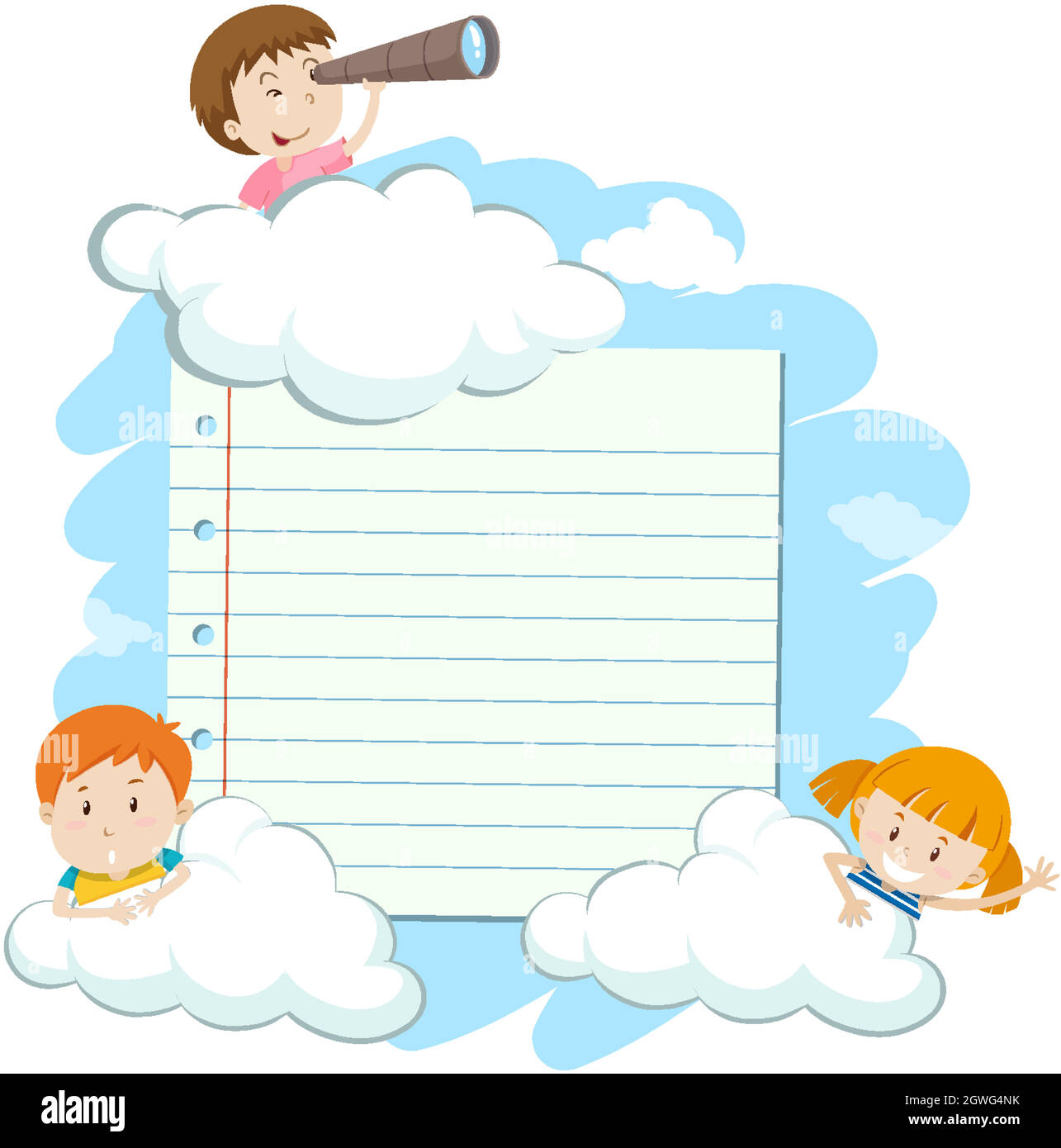 Frame template with happy kids in sky Stock Vector Image & Art - Alamy