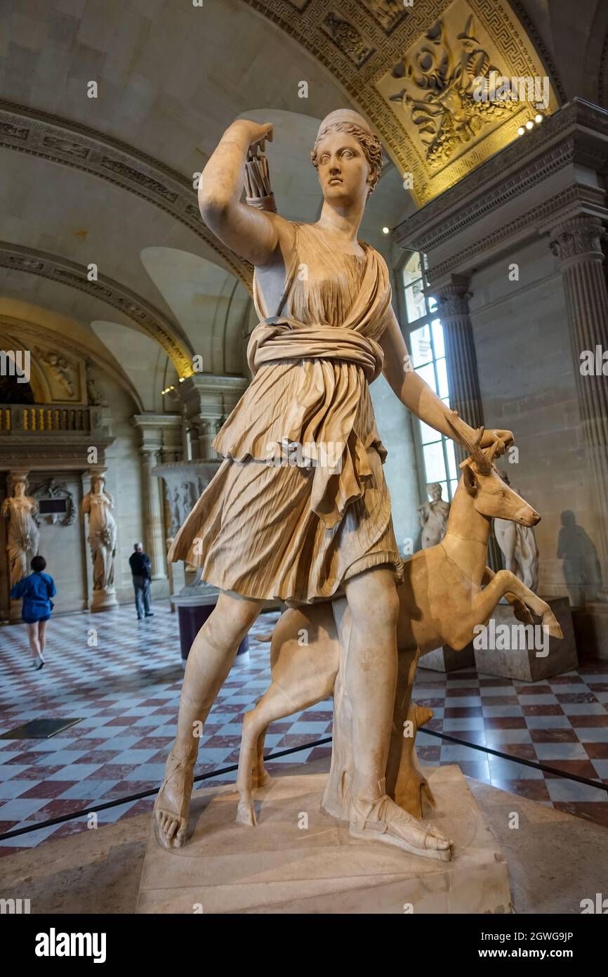 Statue of Greek Goddess Artemis at The Louvre in France Stock Photo Alamy