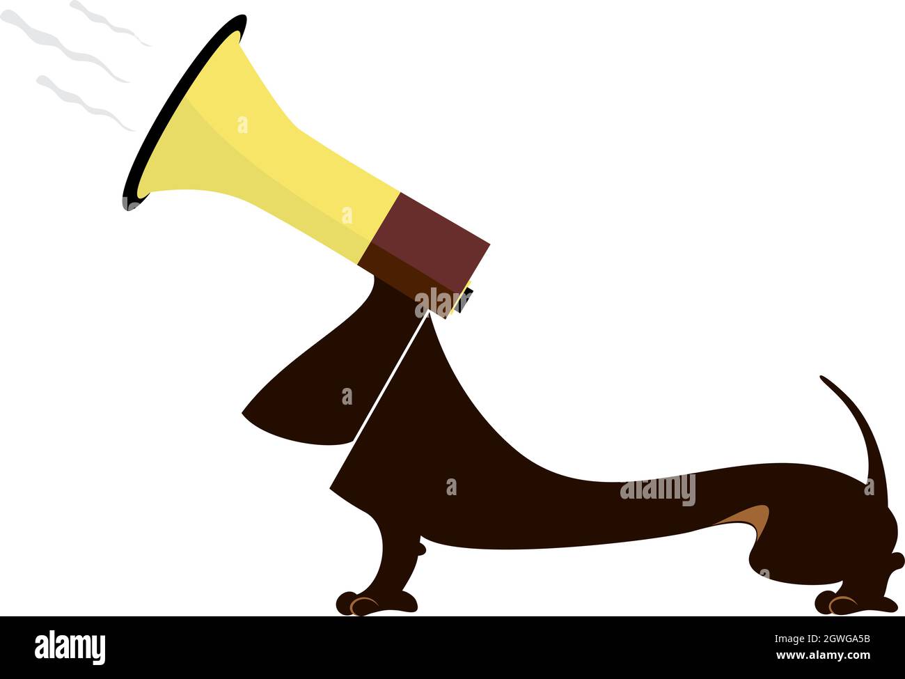 Dog looks like a megaphone. Concept illustration. Dog with a megaphone