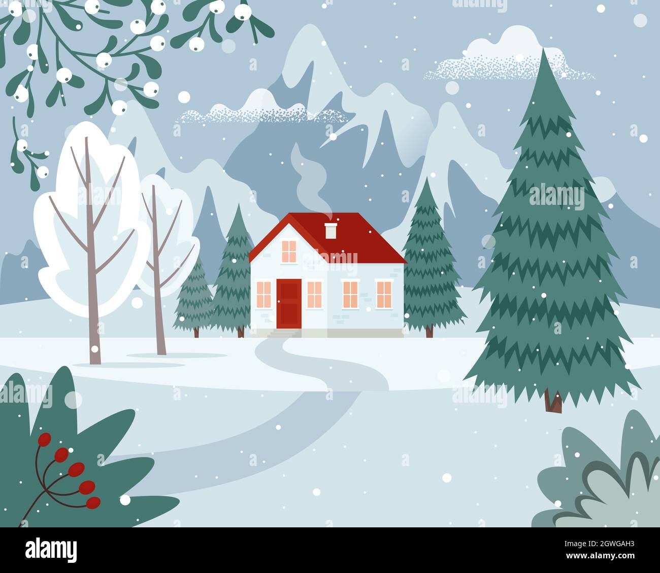 Christmas banner vector illustration. Blue snowfall background. Merry  Christmas vector. Winter Landscape banner with snow. Winter wonderland  Stock Vector Image & Art - Alamy