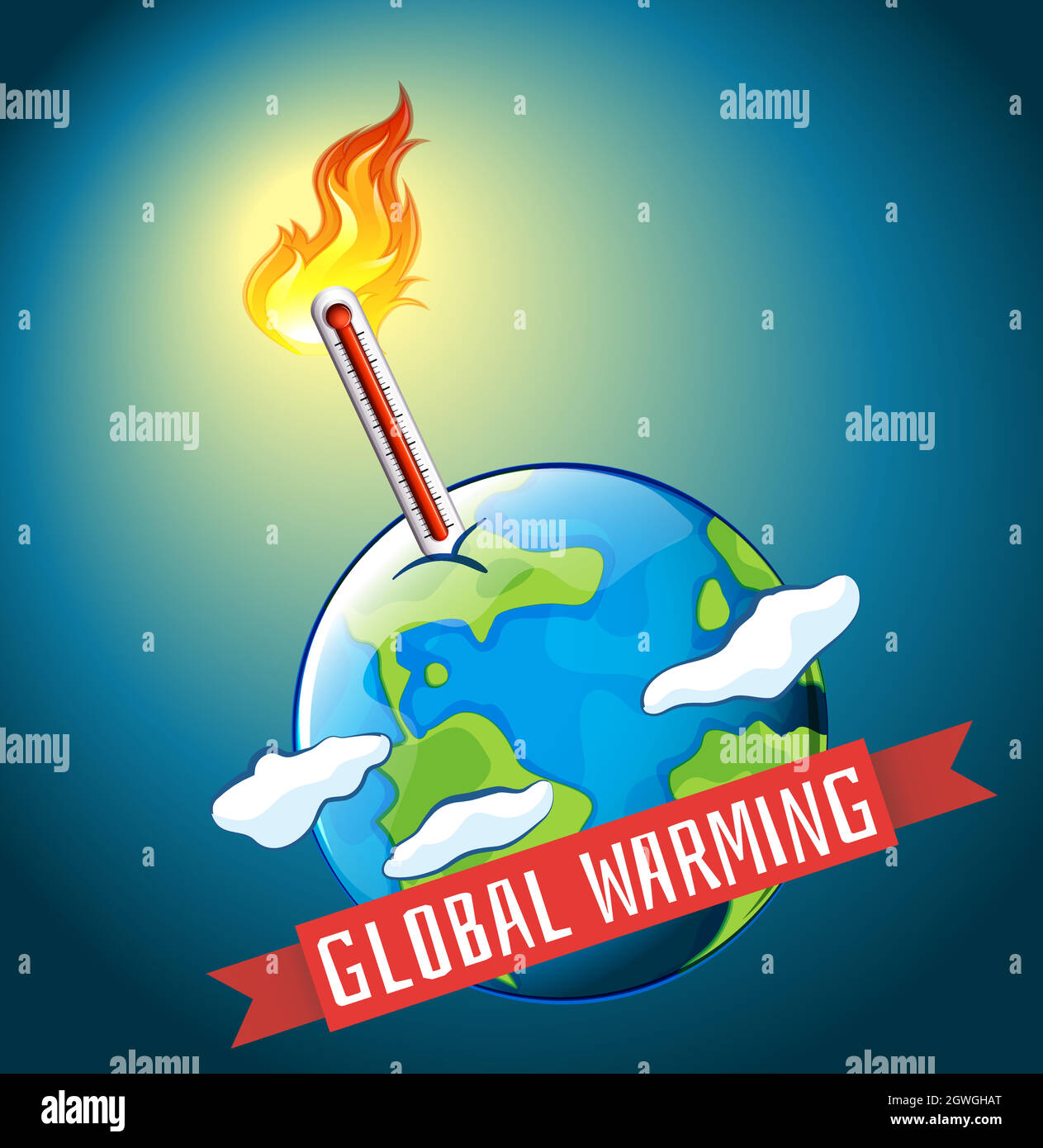 Global warming with hot temperature Stock Vector
