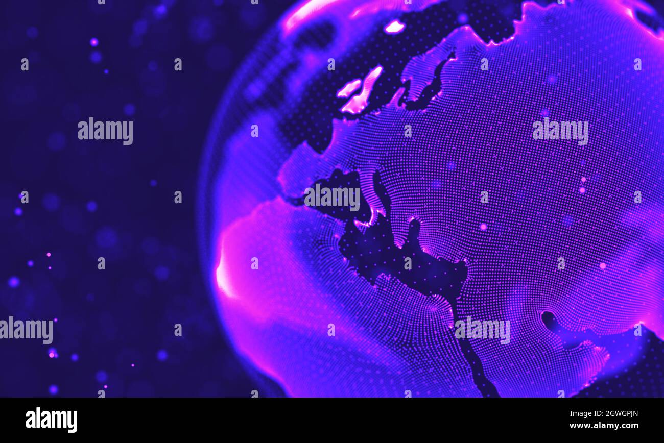 Ultra violet galaxy background. Space background illustration universe with Nebula. 2018 Purple technology background. Artificial intelligence concept Stock Photo