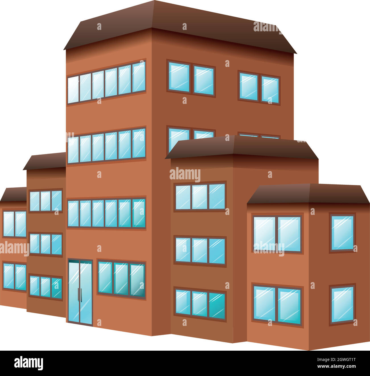 3D design for building in brown color Stock Vector