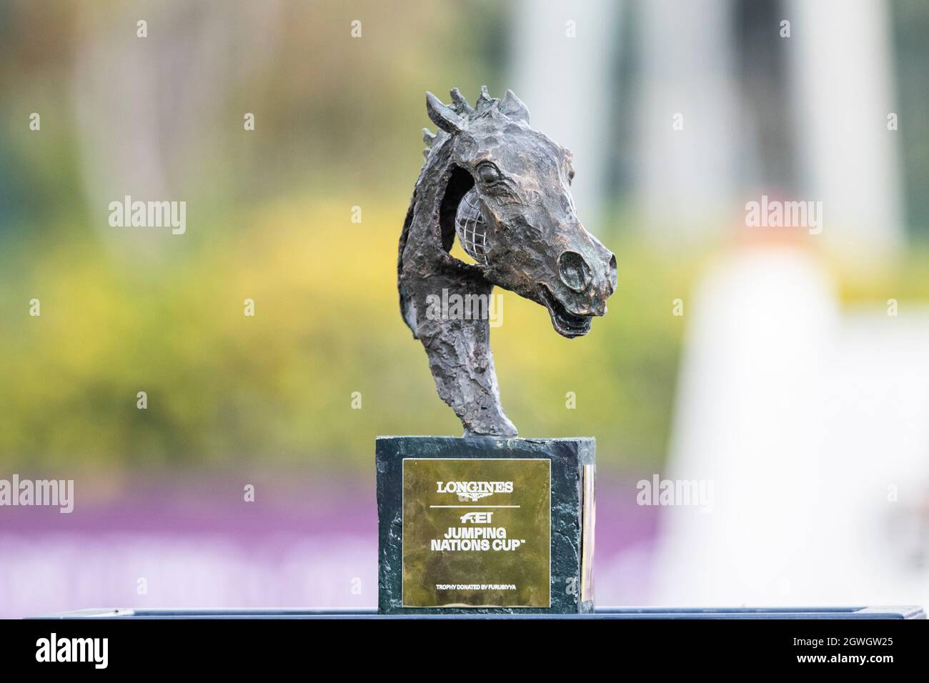Real Club de Polo, Barcelona, Spain. 3rd Oct, 2021. CSIO5 Longines FEI Jumping Nations Cup Final 2021; FEI Jumping Nations Cup trophy Credit: Action Plus Sports/Alamy Live News Stock Photo