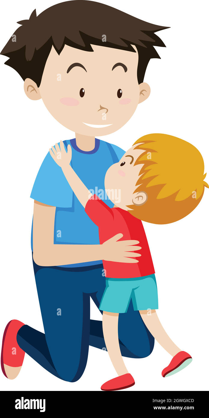 Dad Hugging His Son Stock Vector Image Art Alamy
