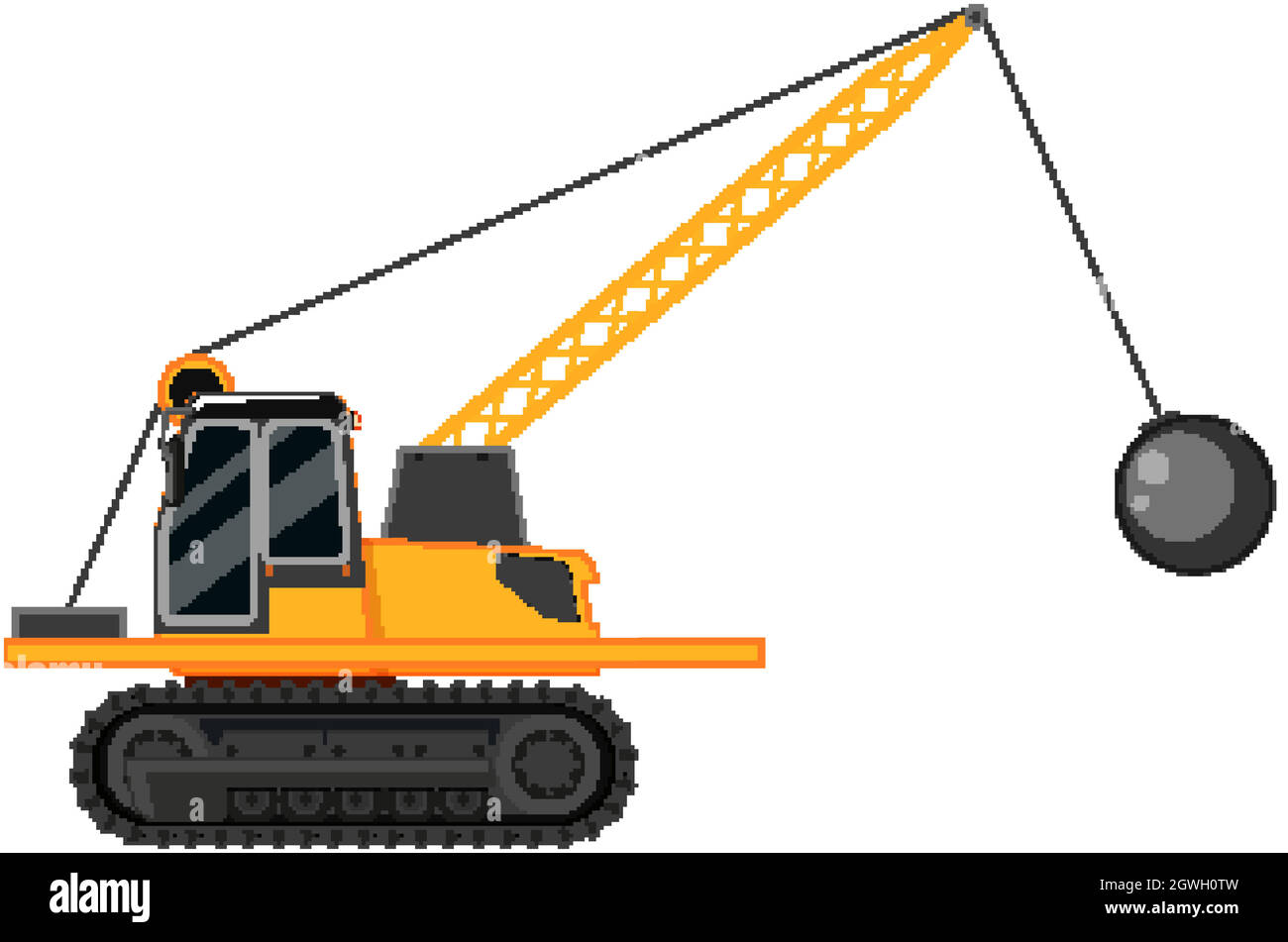 Side view of crawler crane isolated on white background Stock Vector