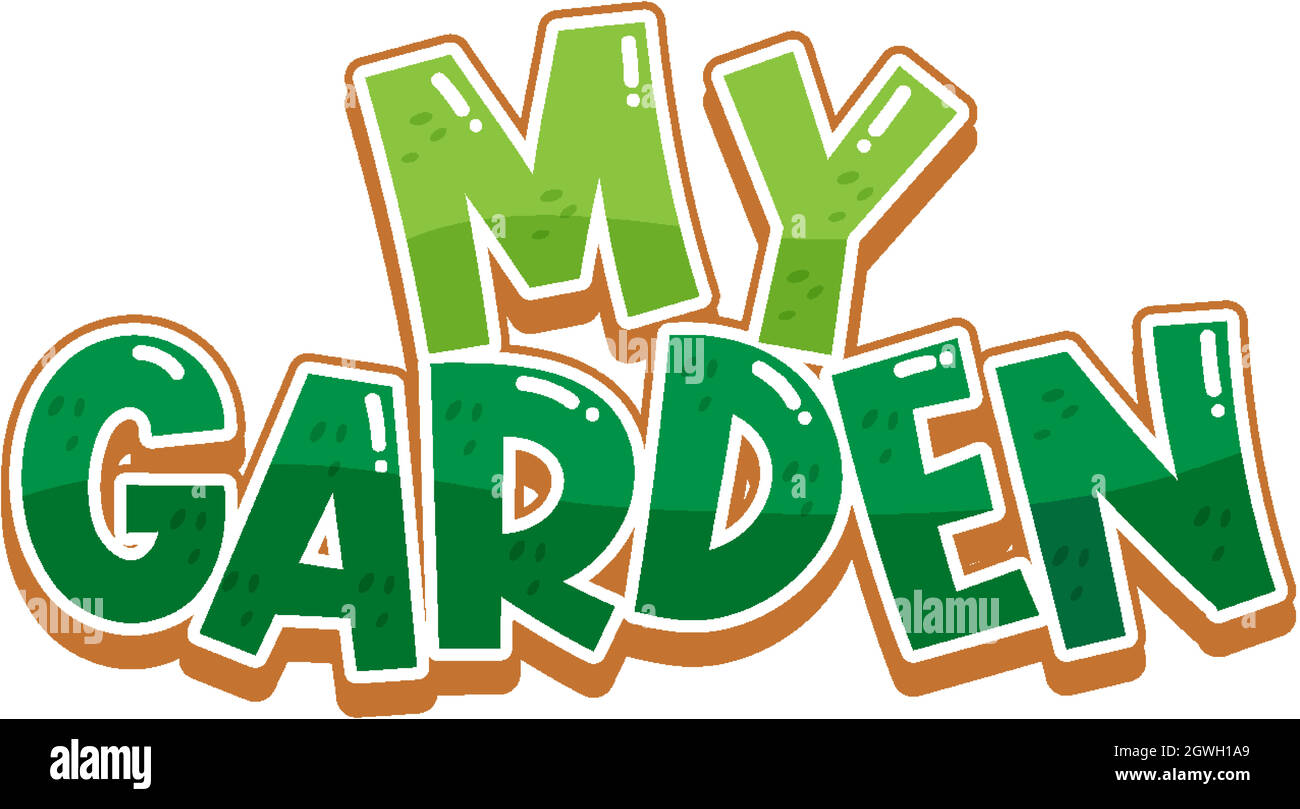 Font design for word my garden on white background Stock Vector Image