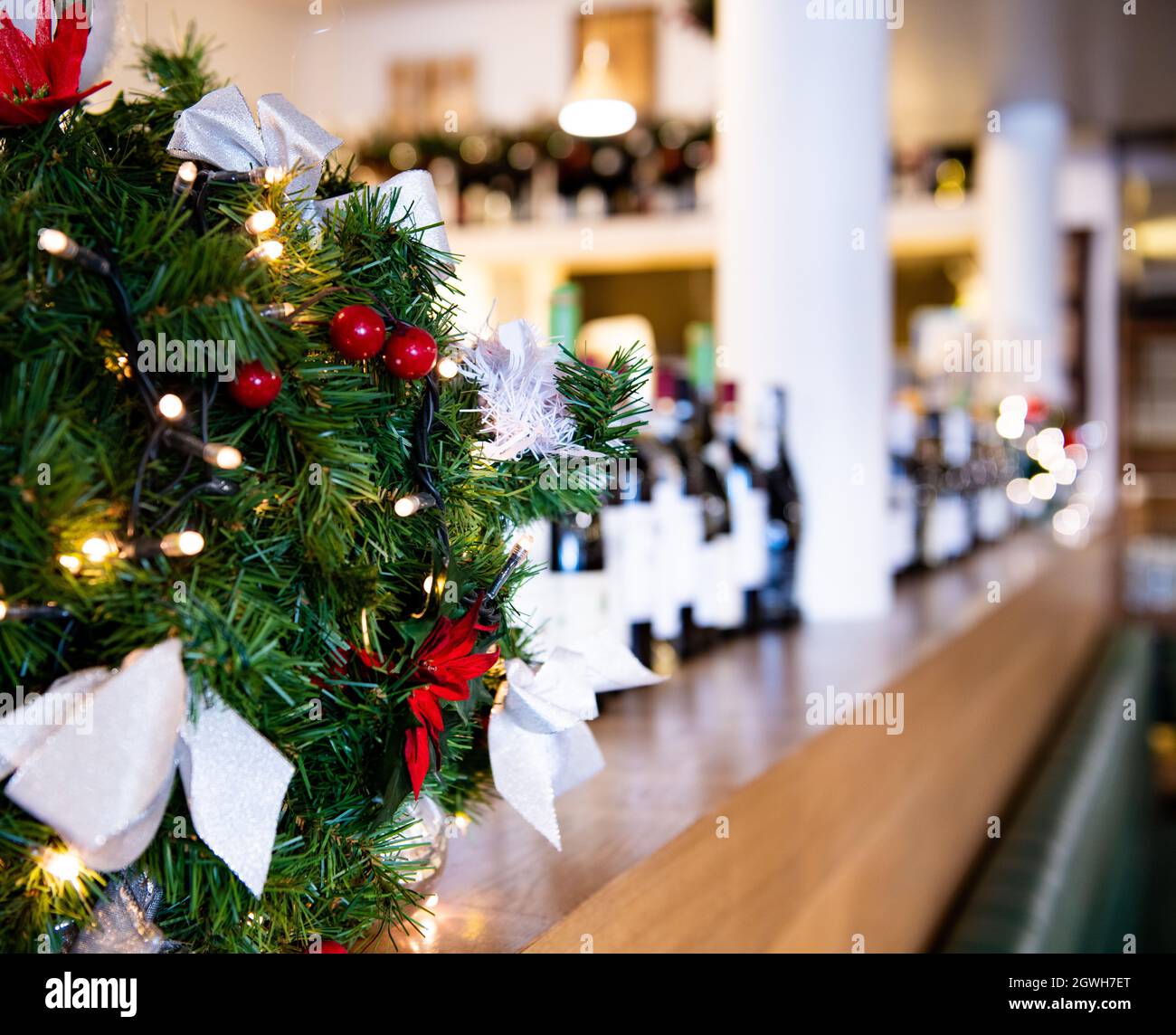 Close-up Of Christmas Tree In Shopping Mall Stock Photo