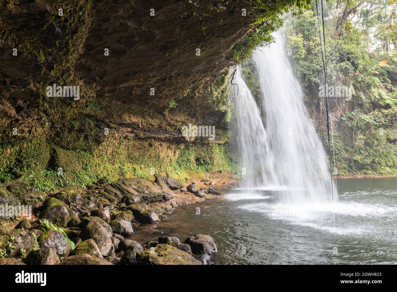 Waterfall in nature park, Tham Champy, Paksong, Laos Stock Photo