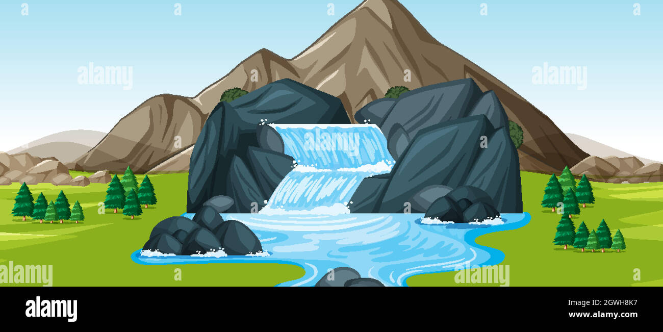 Background scene with waterfall Stock Vector Image & Art - Alamy