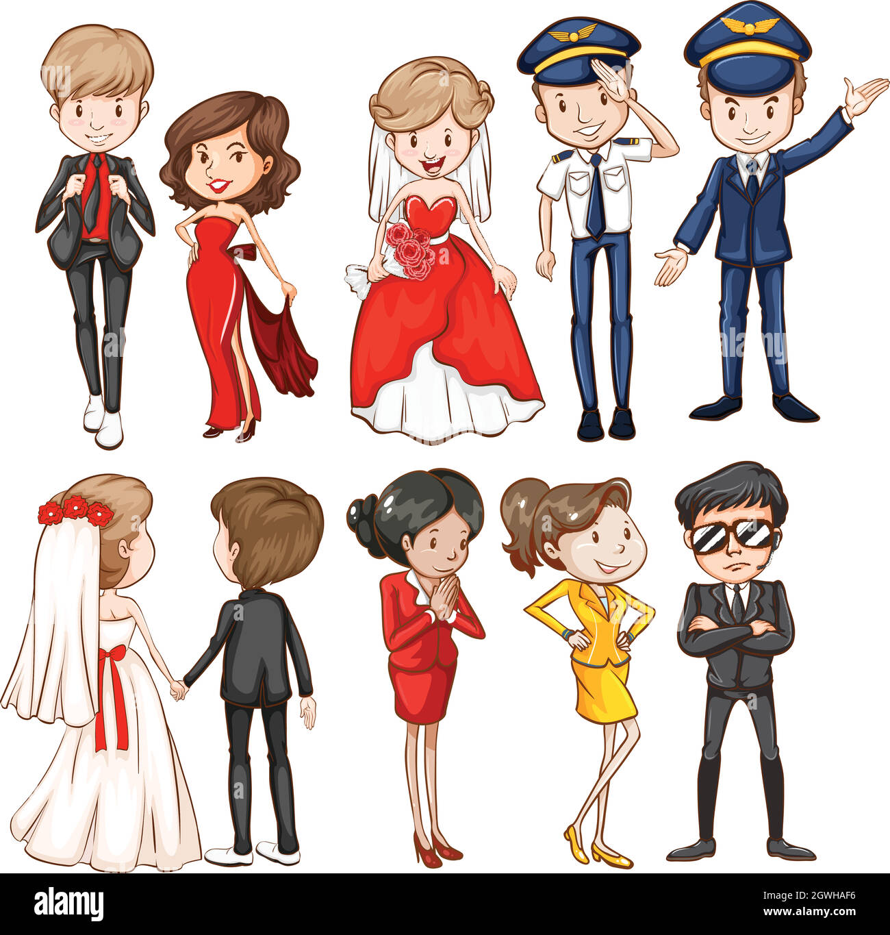 People in different dresses Stock Vector