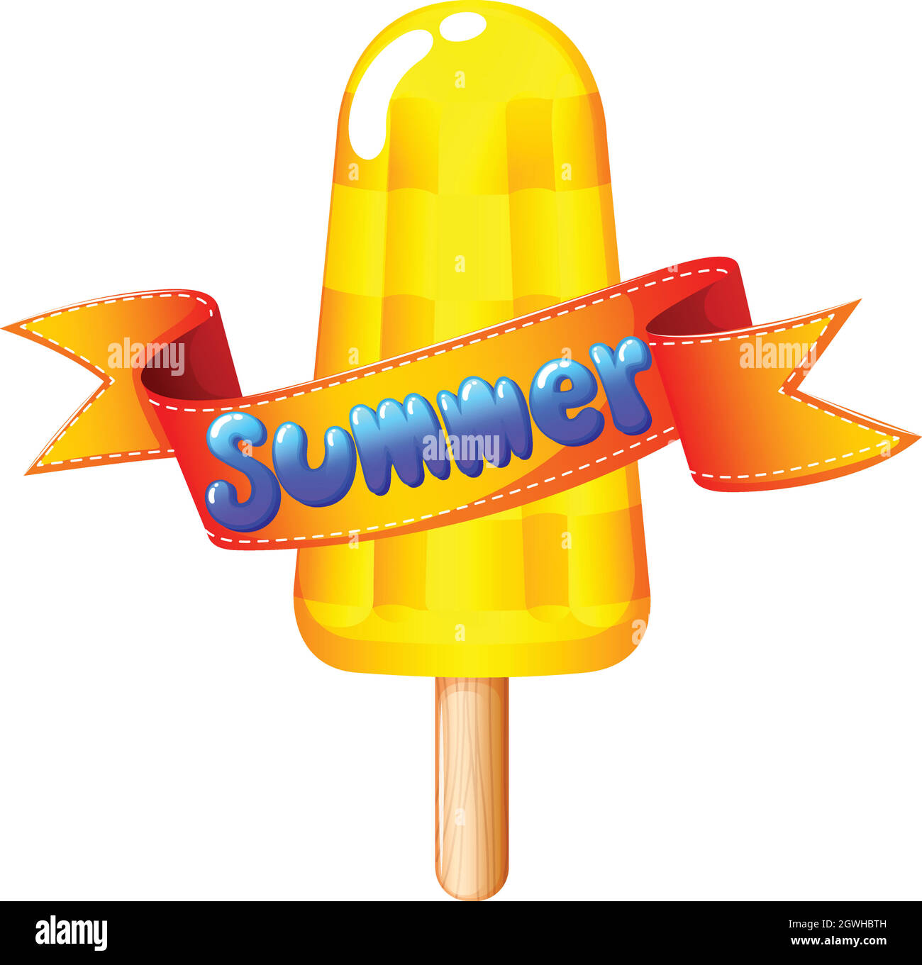 A refreshing icecream on stick for summer Stock Vector