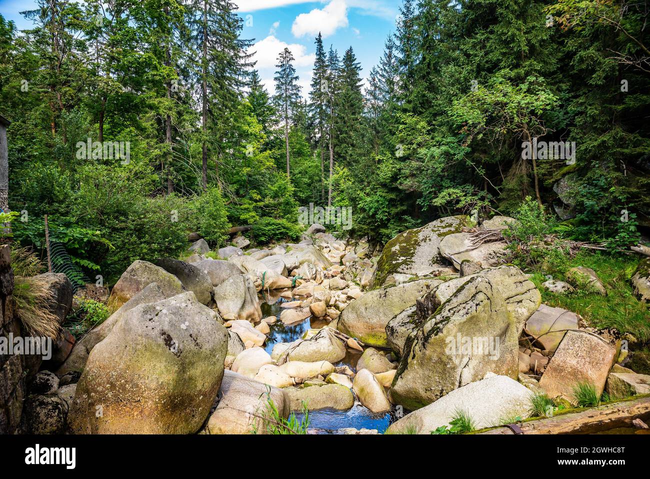 Krucze skaly-rocks in Giant Mountains  in Summer in Szklarska Poreba Stock Photo
