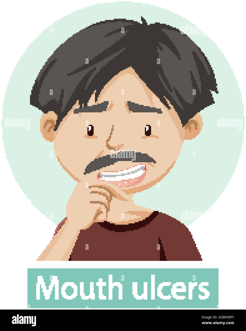 Cartoon character with mouth ulcers symptoms Stock Vector Image ...