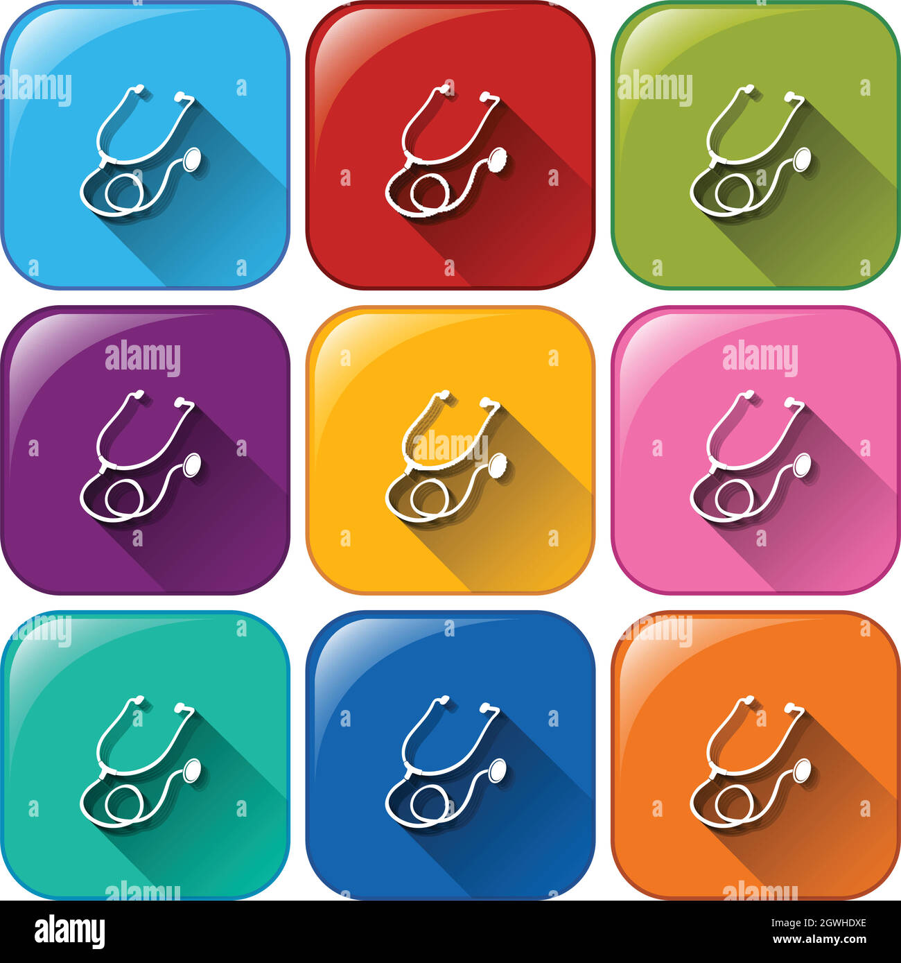 Buttons with stethoscopes Stock Vector