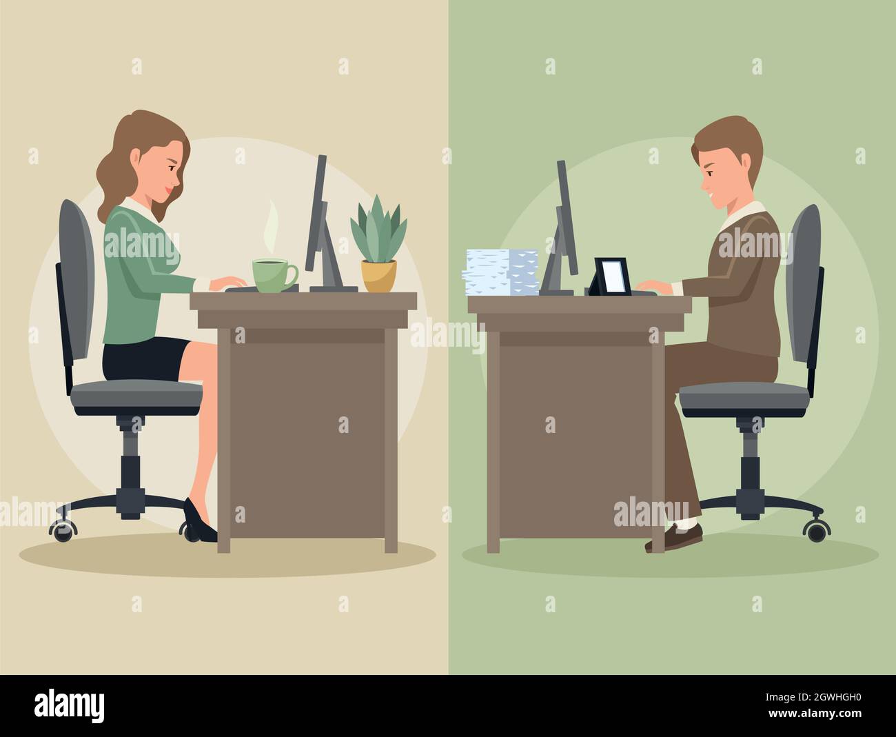 business couple in workplace Stock Vector