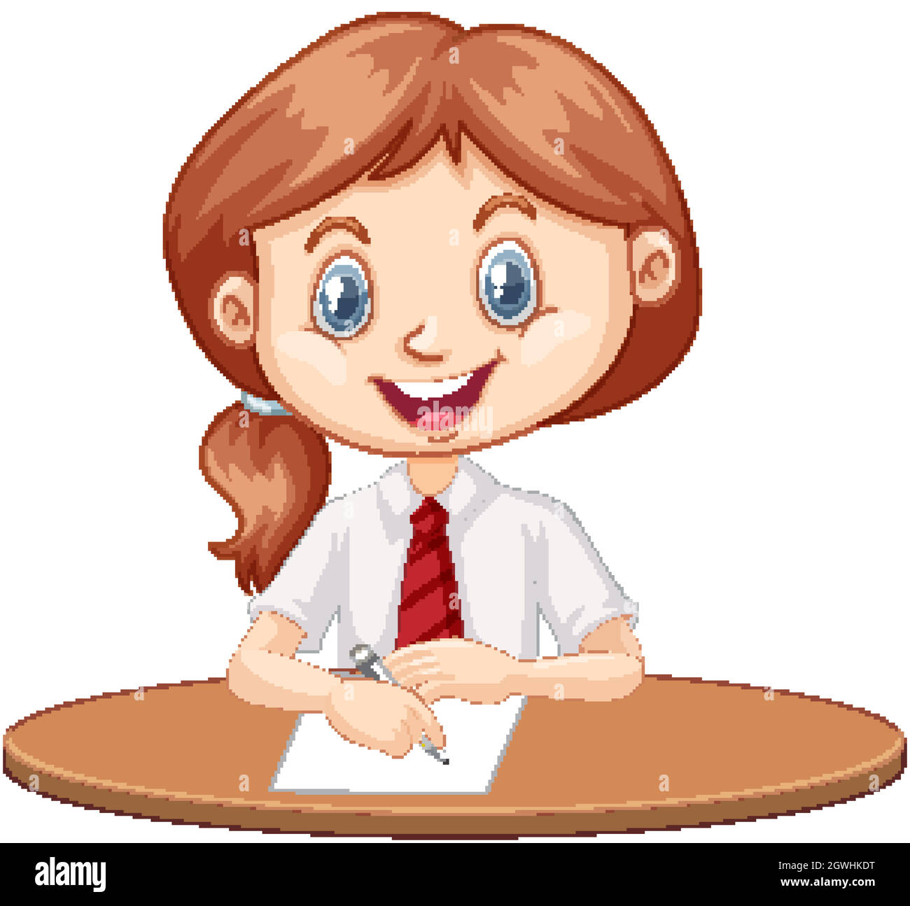 One happy girl writing on the paper Stock Vector Image & Art Alamy