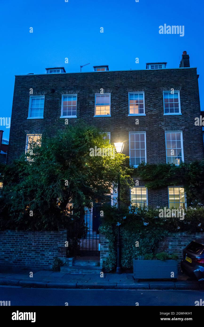 town house on the Hammersmith Riverside at dusk, Hammersmith