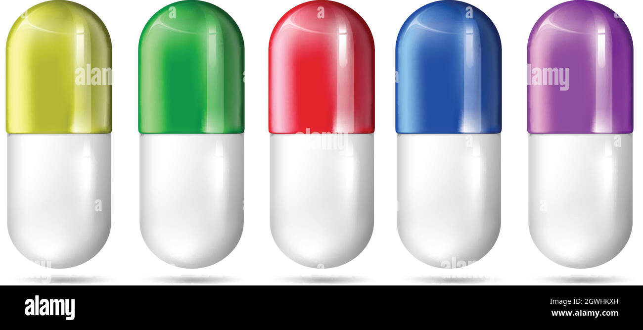 A Set of Colourful Capsule Stock Vector