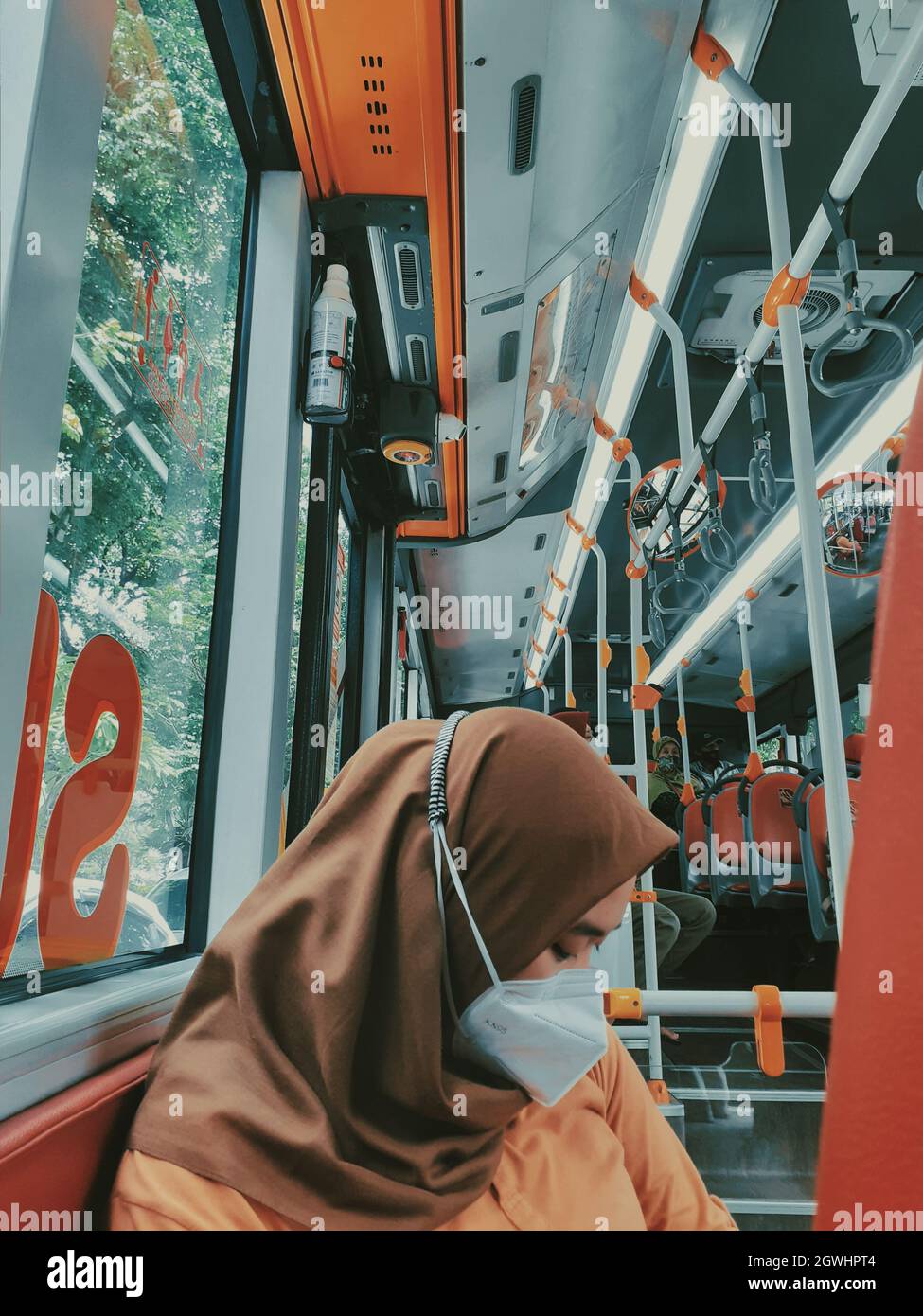 Veiled Women Wearing Masks On The Bus Stock Photo Alamy