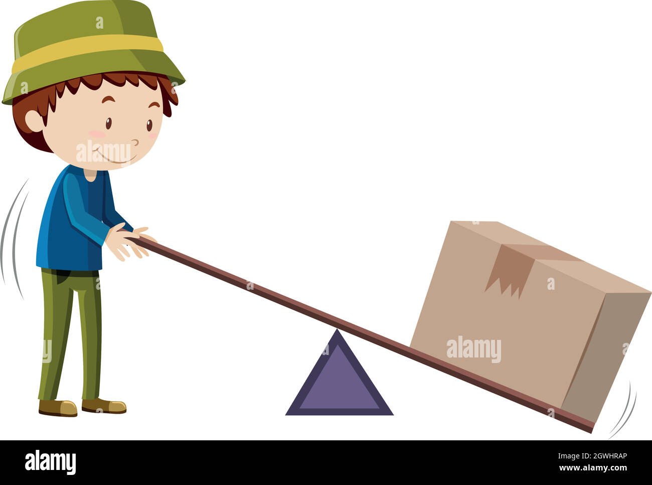 Boy lifting box with tool Stock Vector