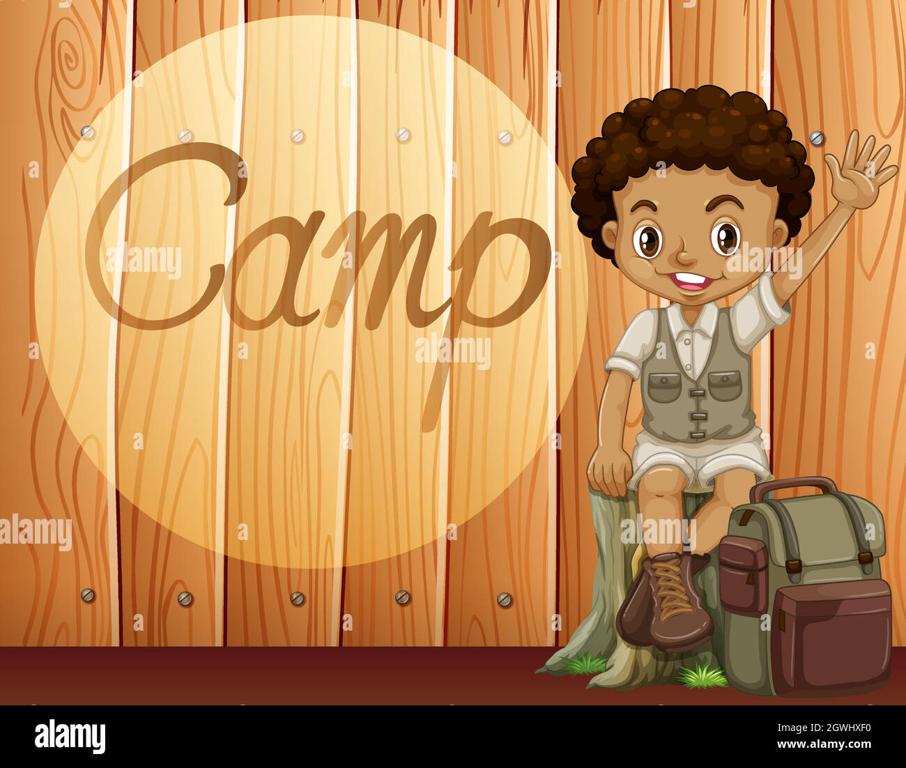 African American boy in camping outfit Stock Vector Image & Art Alamy